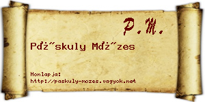Páskuly Mózes névjegykártya